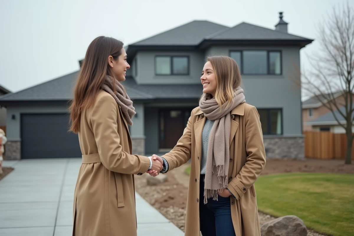 Jeune femme serre la main d