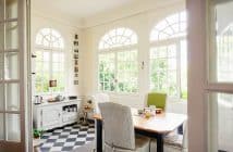 brown wooden table with chairs