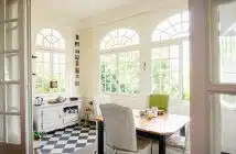 brown wooden table with chairs